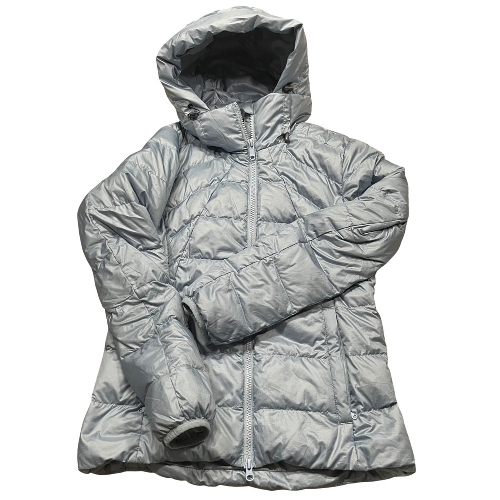 Quince Womens Lightweight Hooded Puffer Jacket Light Blue XS Quilted Coat